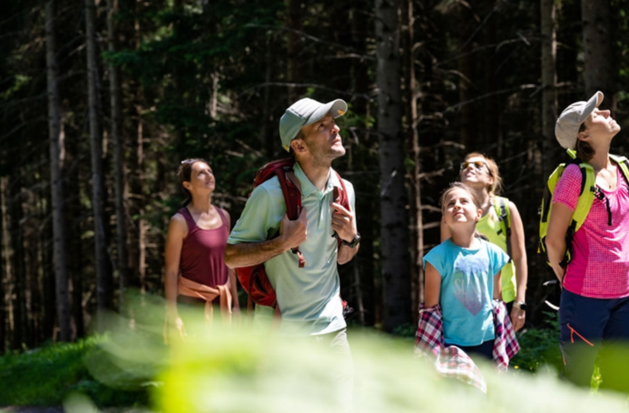 Famiglia in escursione in Val di Sole
